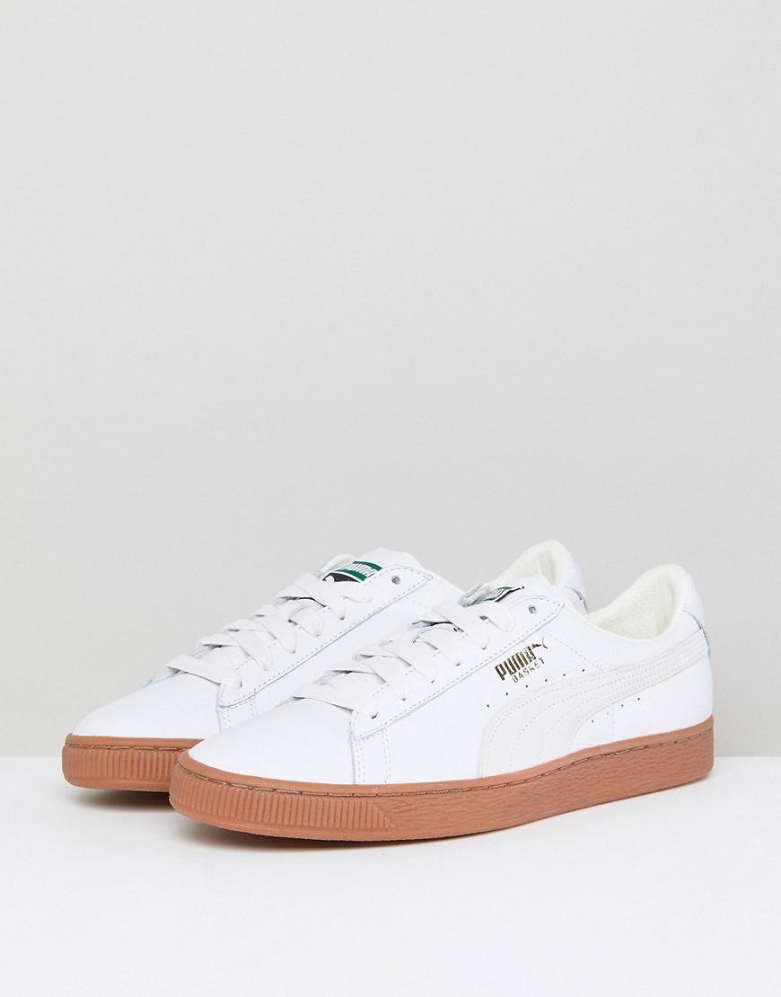 PUMA Basket Classic Gum Trainers In White 36536601 for Men | Lyst