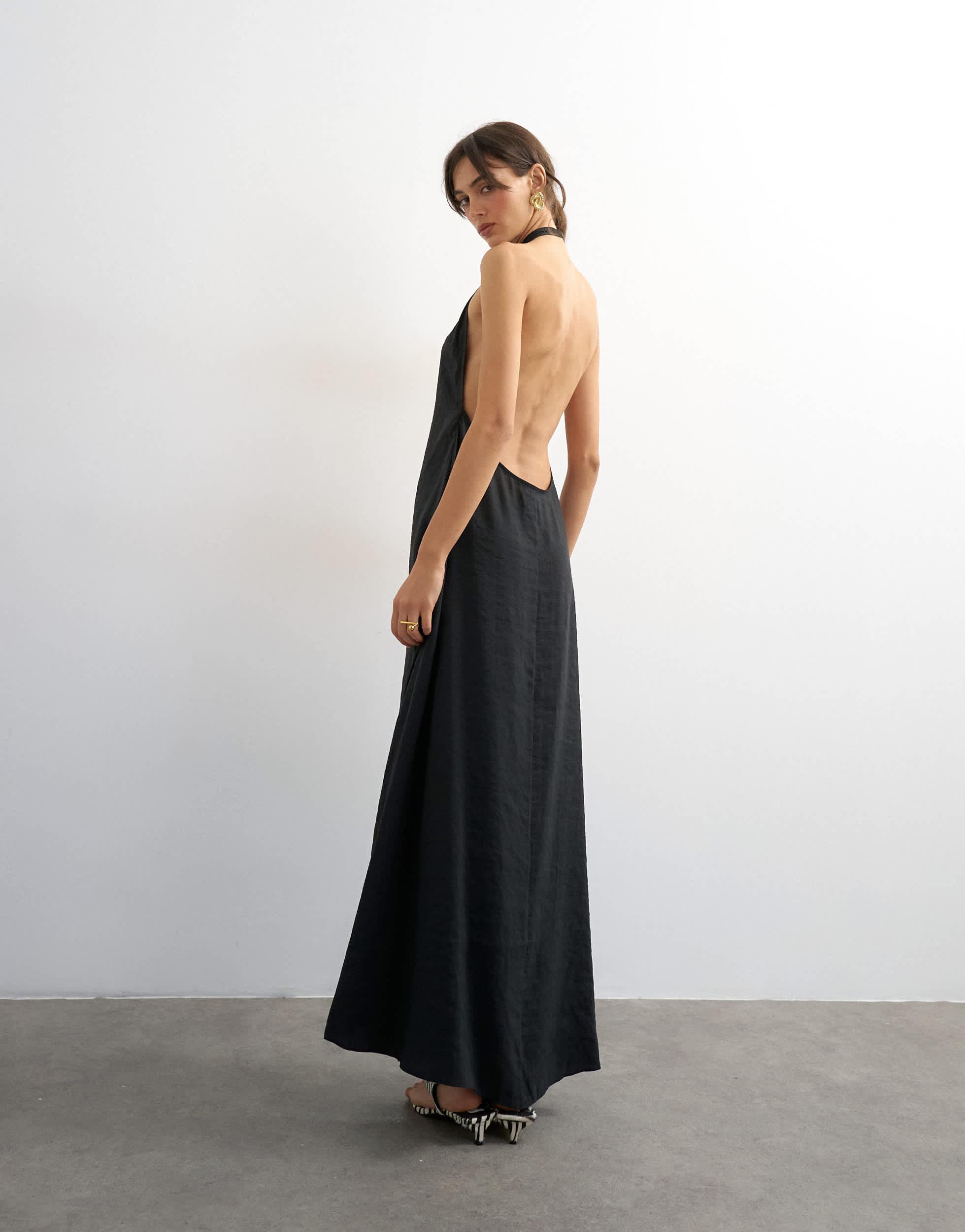 topshop open back dress Topshop Open Back Satin Midi Dress in Black White floral