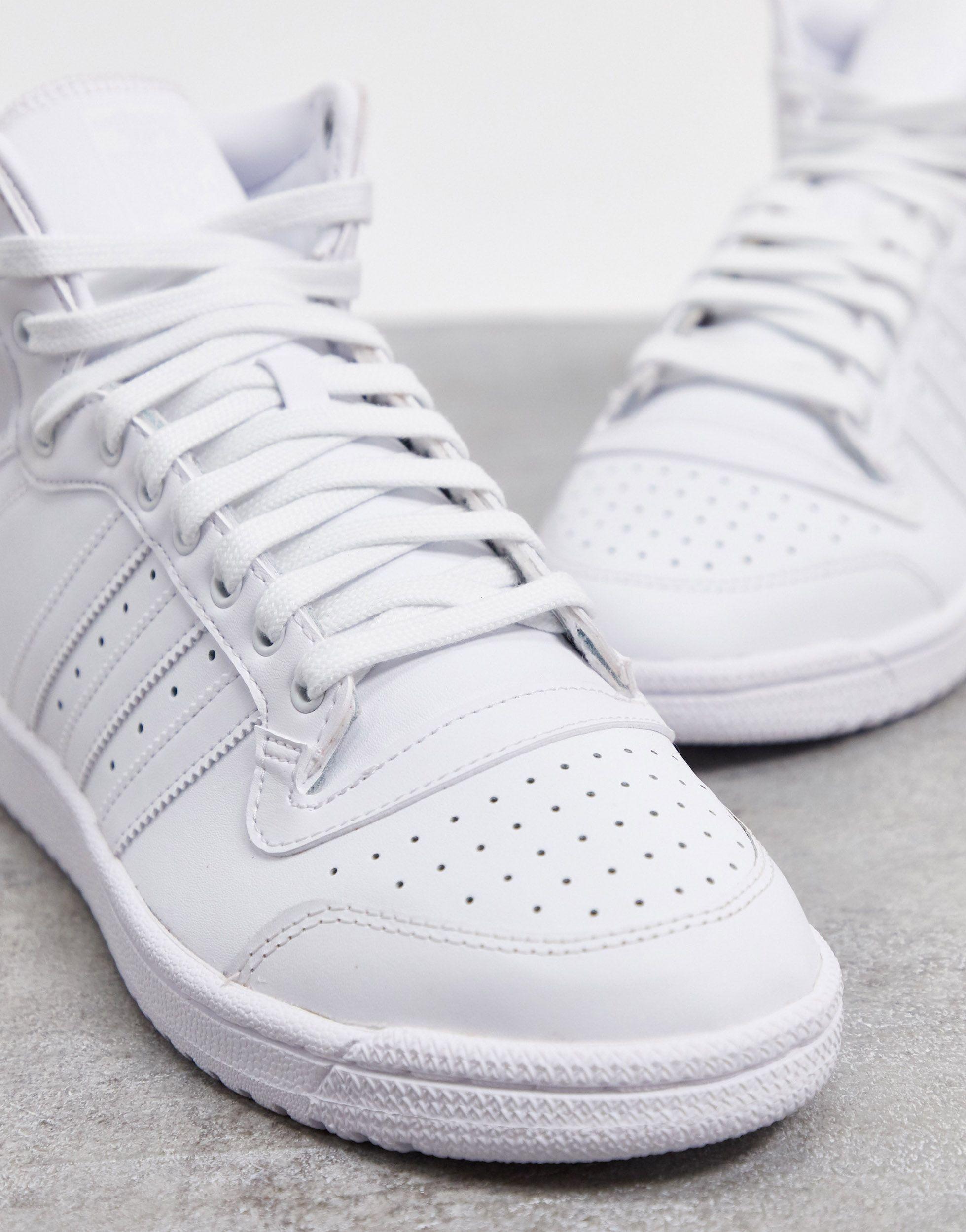 adidas Originals Leather Top Ten Hi Basketball Shoes in White/Chalk White ( White) for Men | Lyst