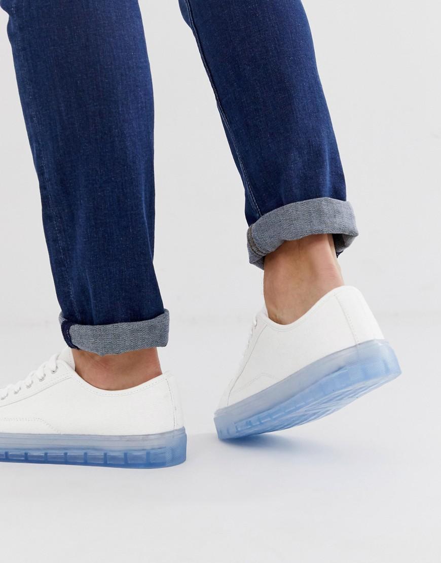 SELECTED Premium Sneaker With Contrast Blue Sole in White for Men