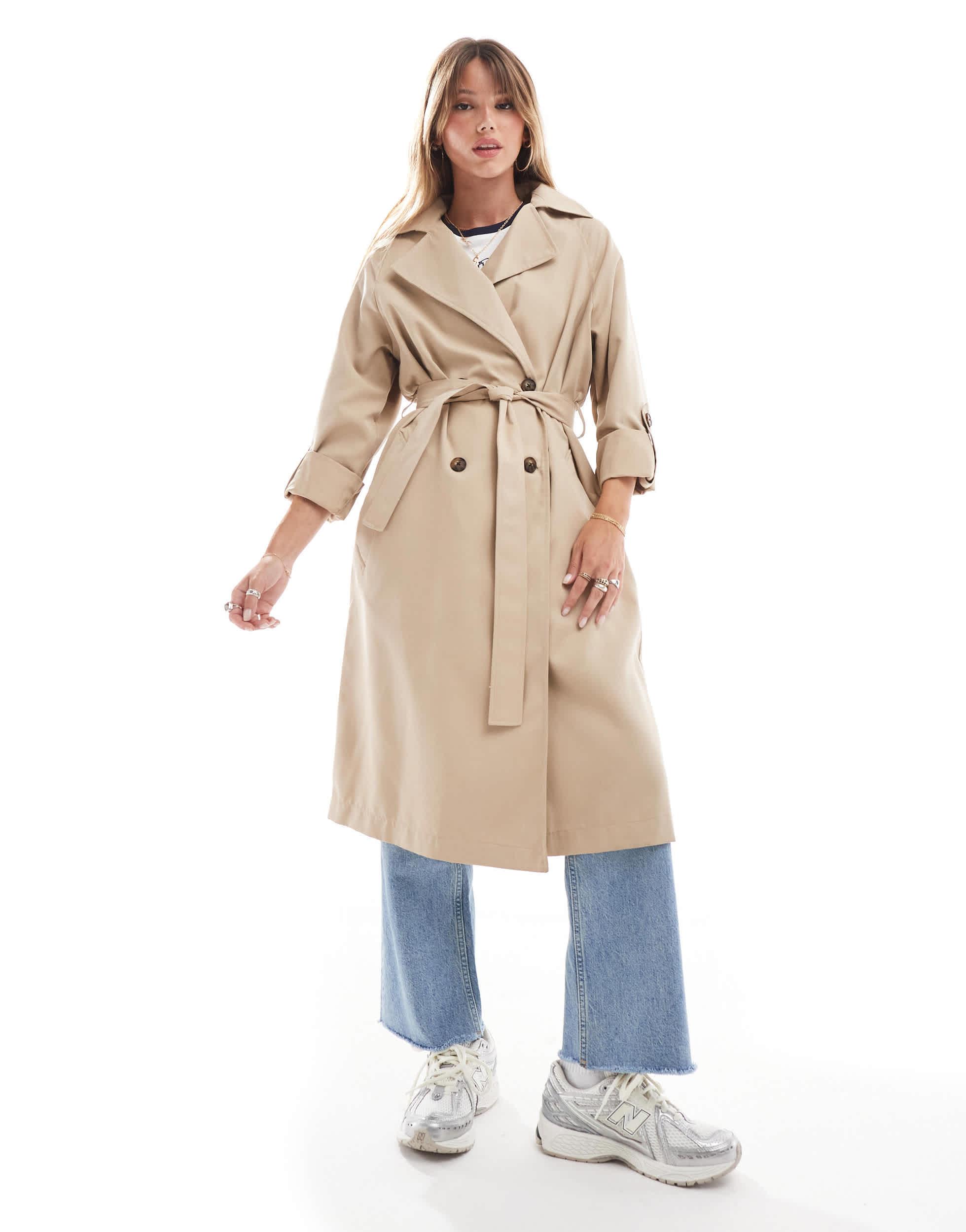 Trench-coat ceinturé beige Stradivarius en coloris Blanc Lyst