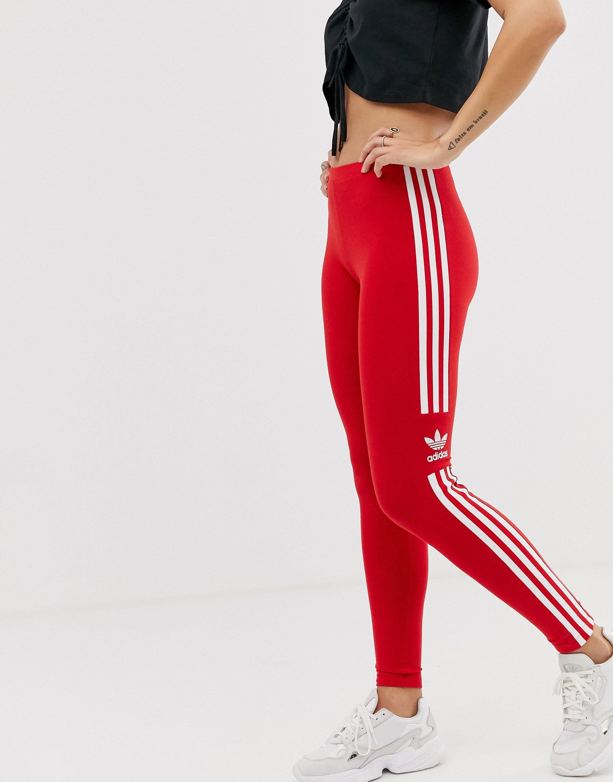 Grand Disco monteren adidas Originals Adicolor Locked Up Logo leggings In Red | Lyst
