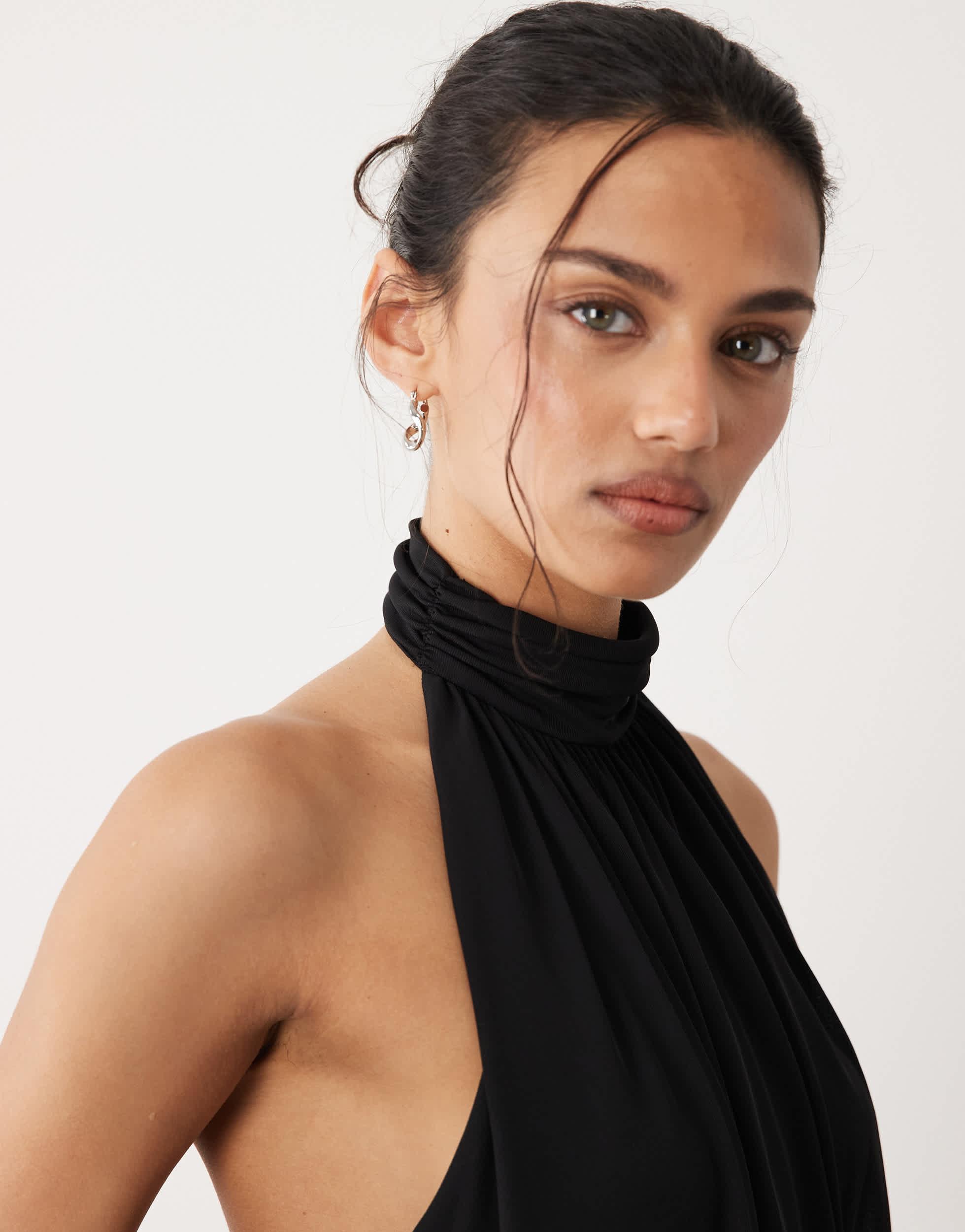 mango black halter neck dress Halterneck Drop Waist Maxi in Neck midi