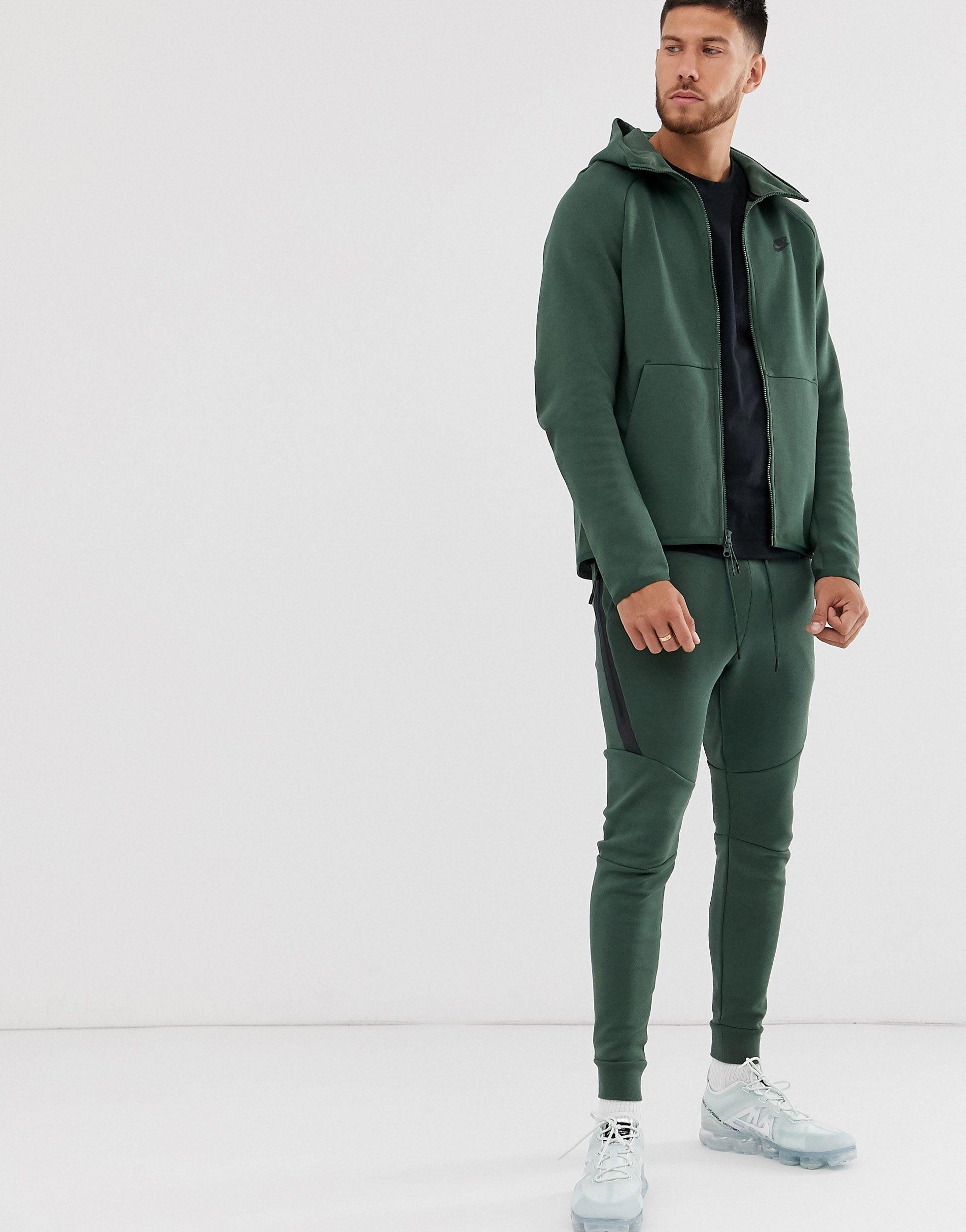 Nike Tech Fleece Hoodie Khaki in Green for Men | Lyst