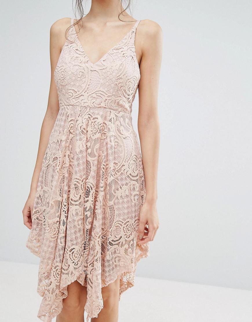 Love Triangle  Lace  Dress  With Hanky Hem in Pink Lyst