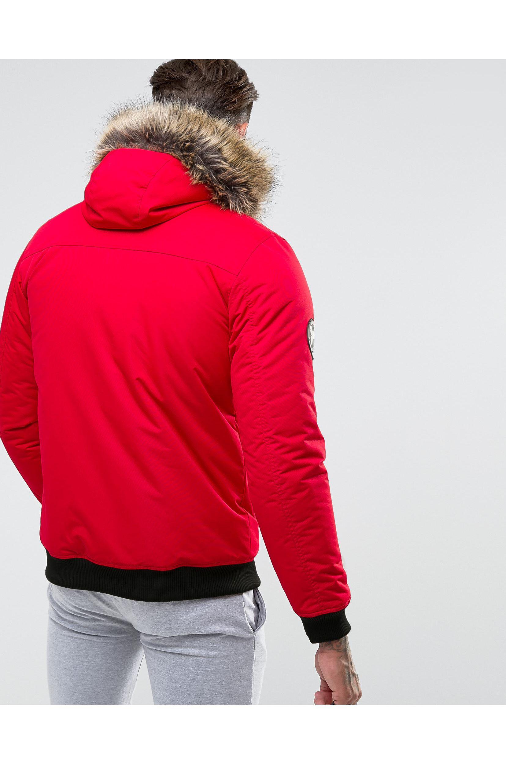 red bomber puffer jacket
