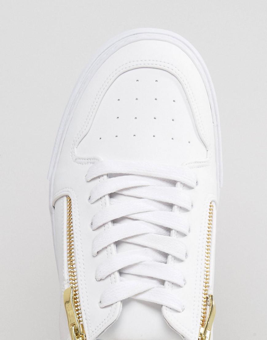 ASOS Sneakers In White With Gold Zip 