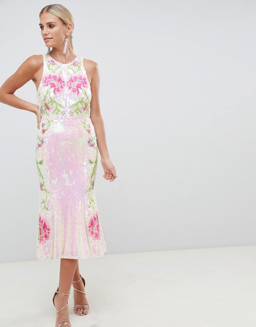 iridescent midi dress