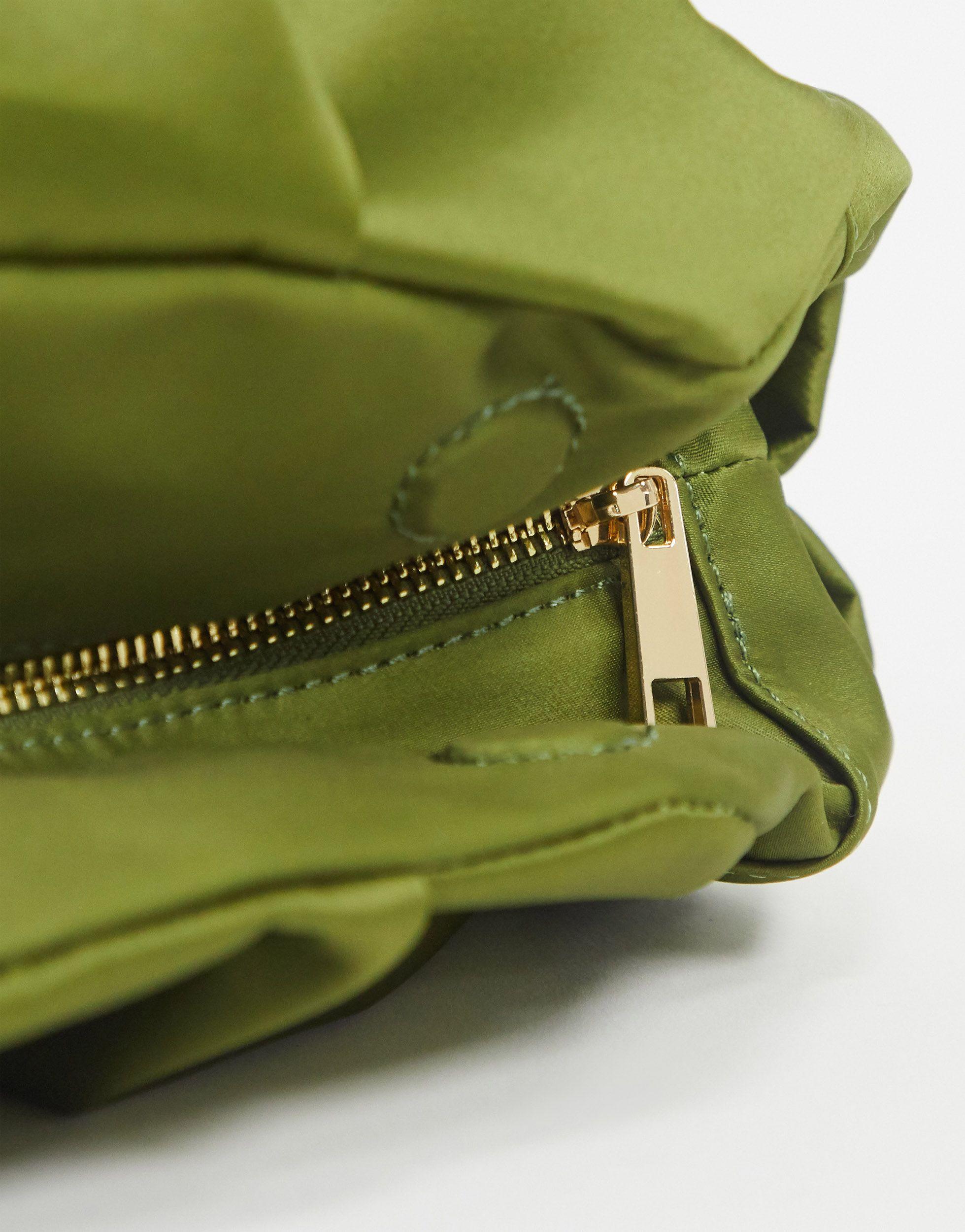 ASOS Oversized Ruched Clutch Bag in Green | Lyst