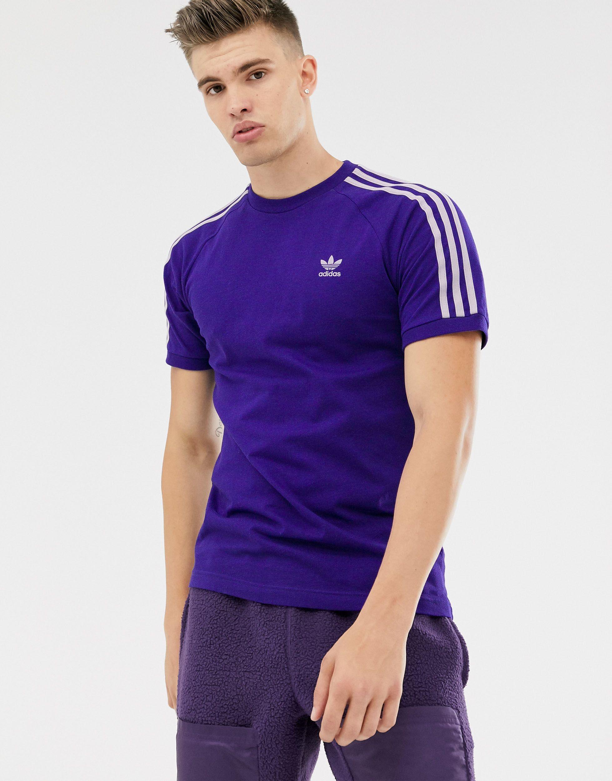 Originals Three Stripe T-shirt in Purple for Men Lyst