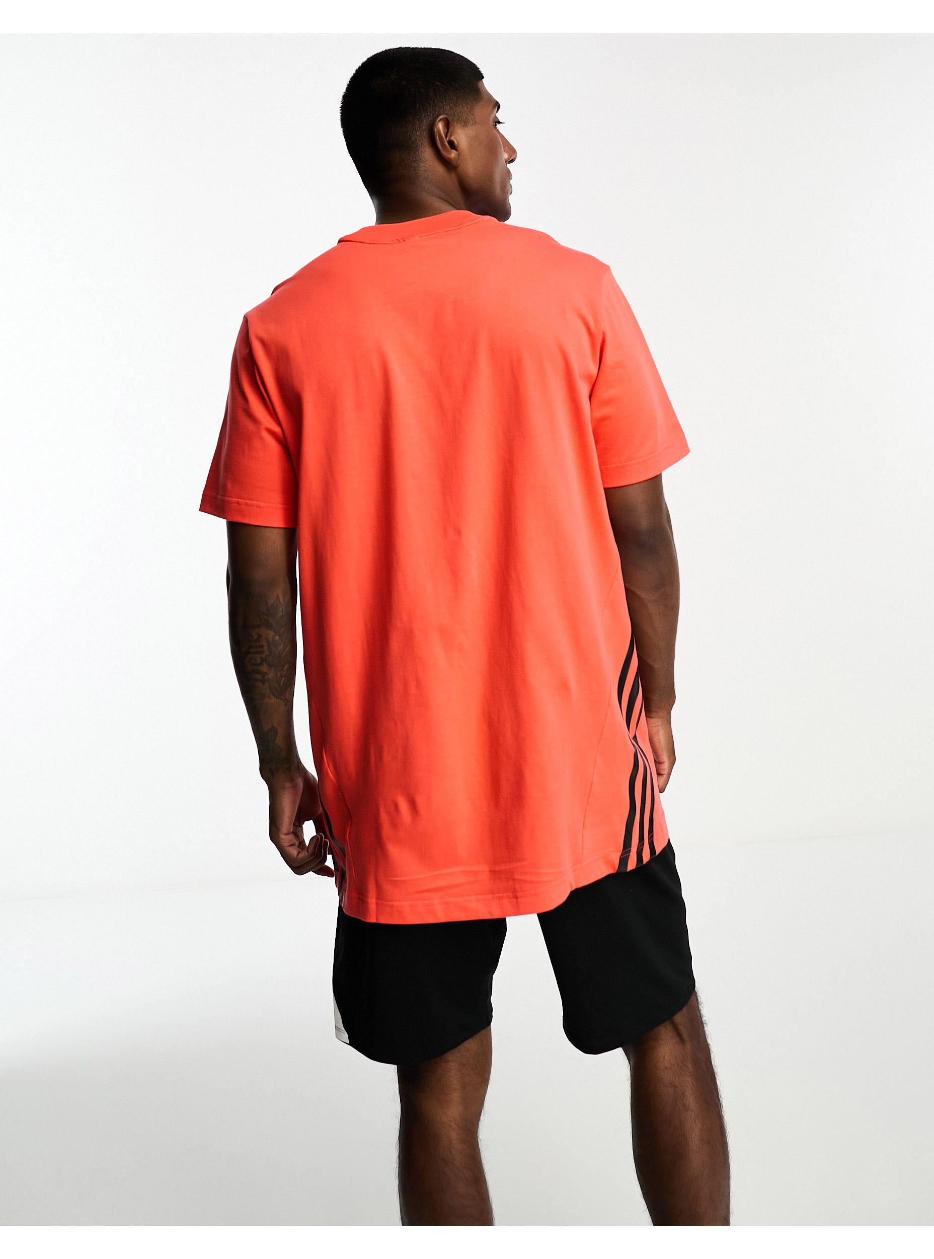 adidas Originals Adidas Training Future Icons 3 Stripe T-shirt in Orange  for Men | Lyst