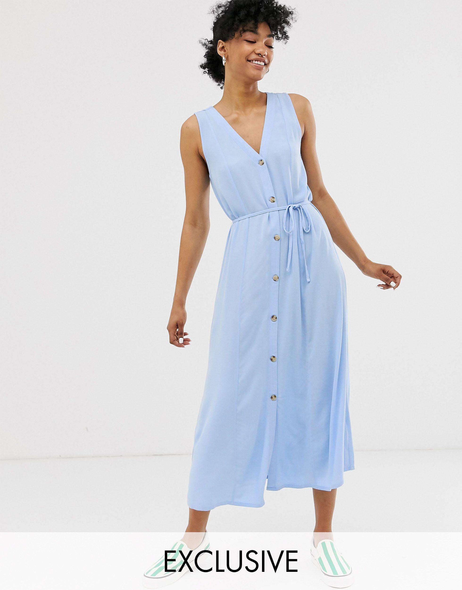 button through midi dress