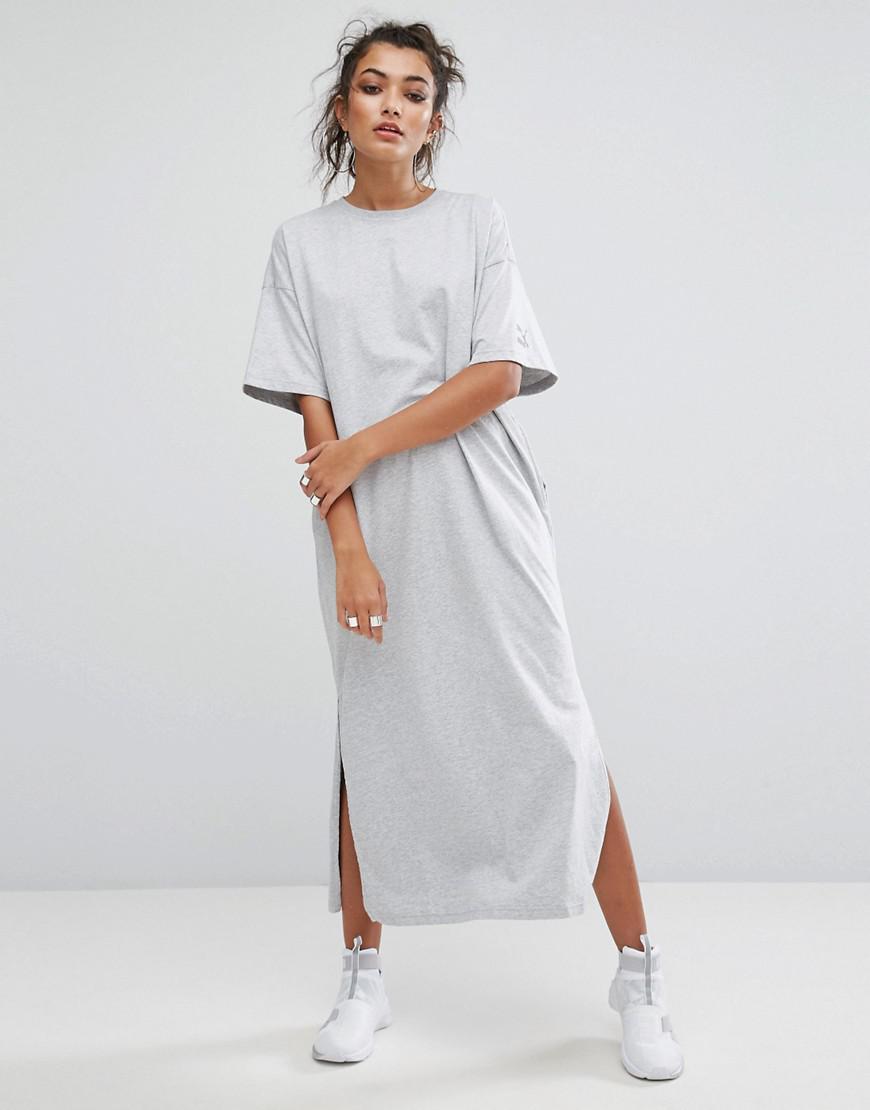 PUMA Cotton T-shirt Maxi Dress In Grey in Gray | Lyst