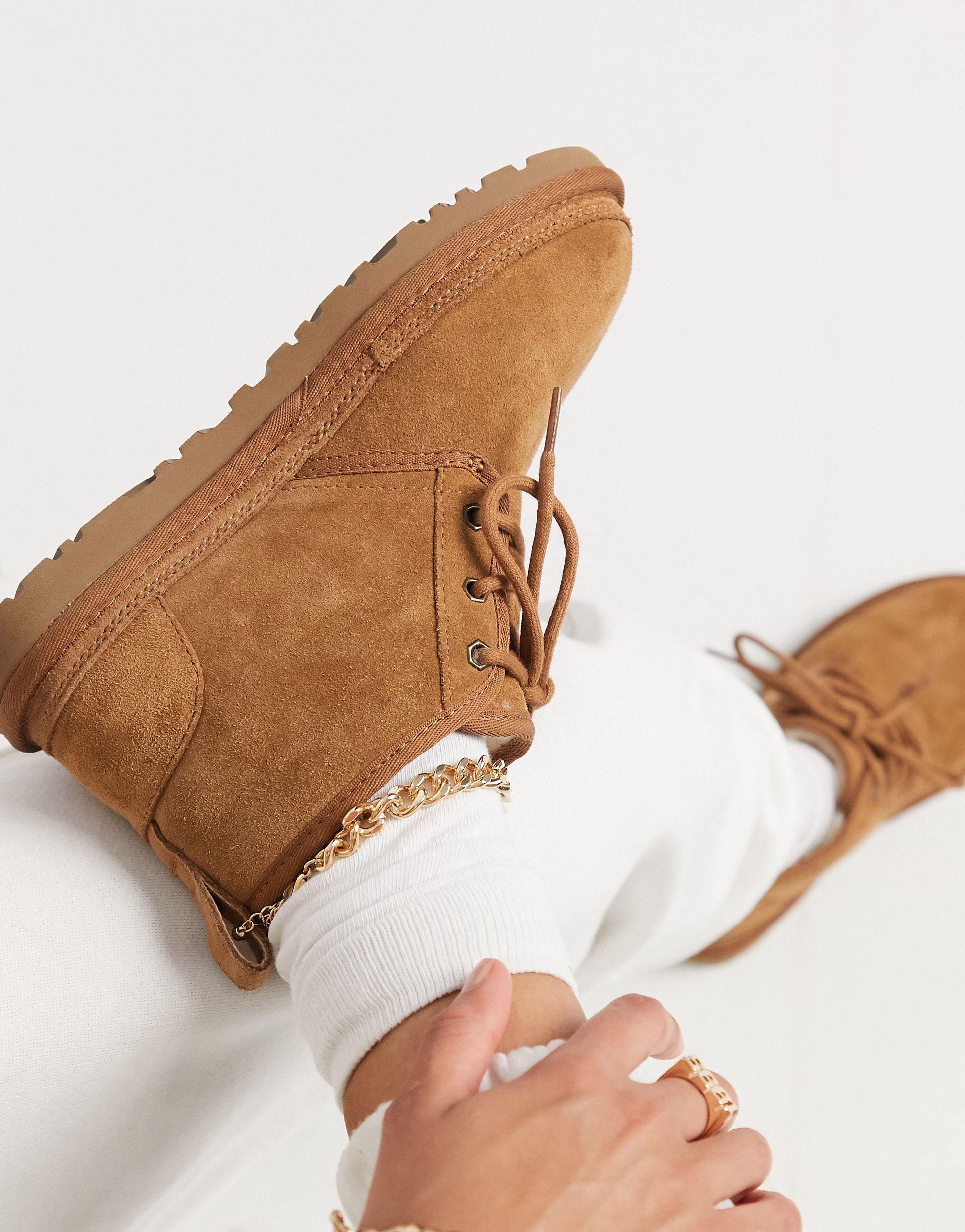 UGG Neumel - Kastanjee Enkellaarzen Met Veters in het Bruin | Lyst NL