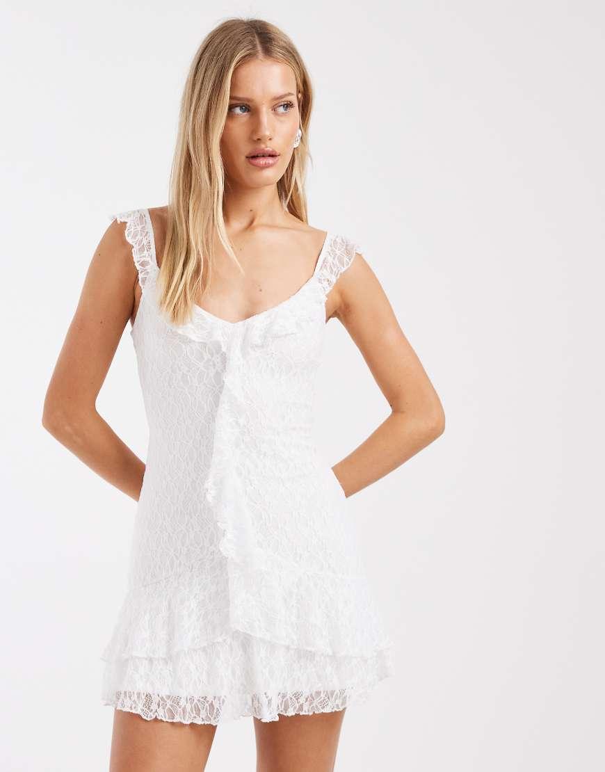 Hollister Lace Ruffle Mini Dress in White | Lyst UK Hollister Lace Ruffle Mini Dress in White | Lyst UK