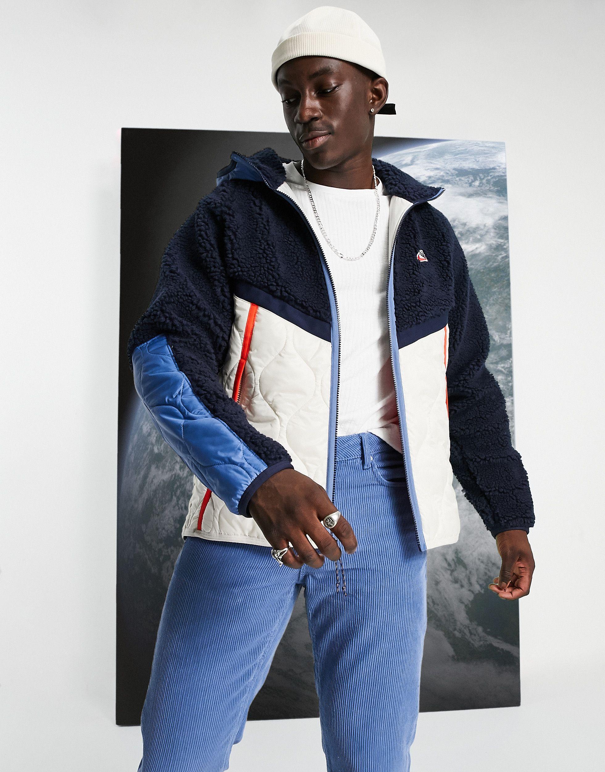 Nike Heritage Essentials Winter Fleece Panelled Zip-through Hooded Jacket  in Navy (Blue) for Men | Lyst