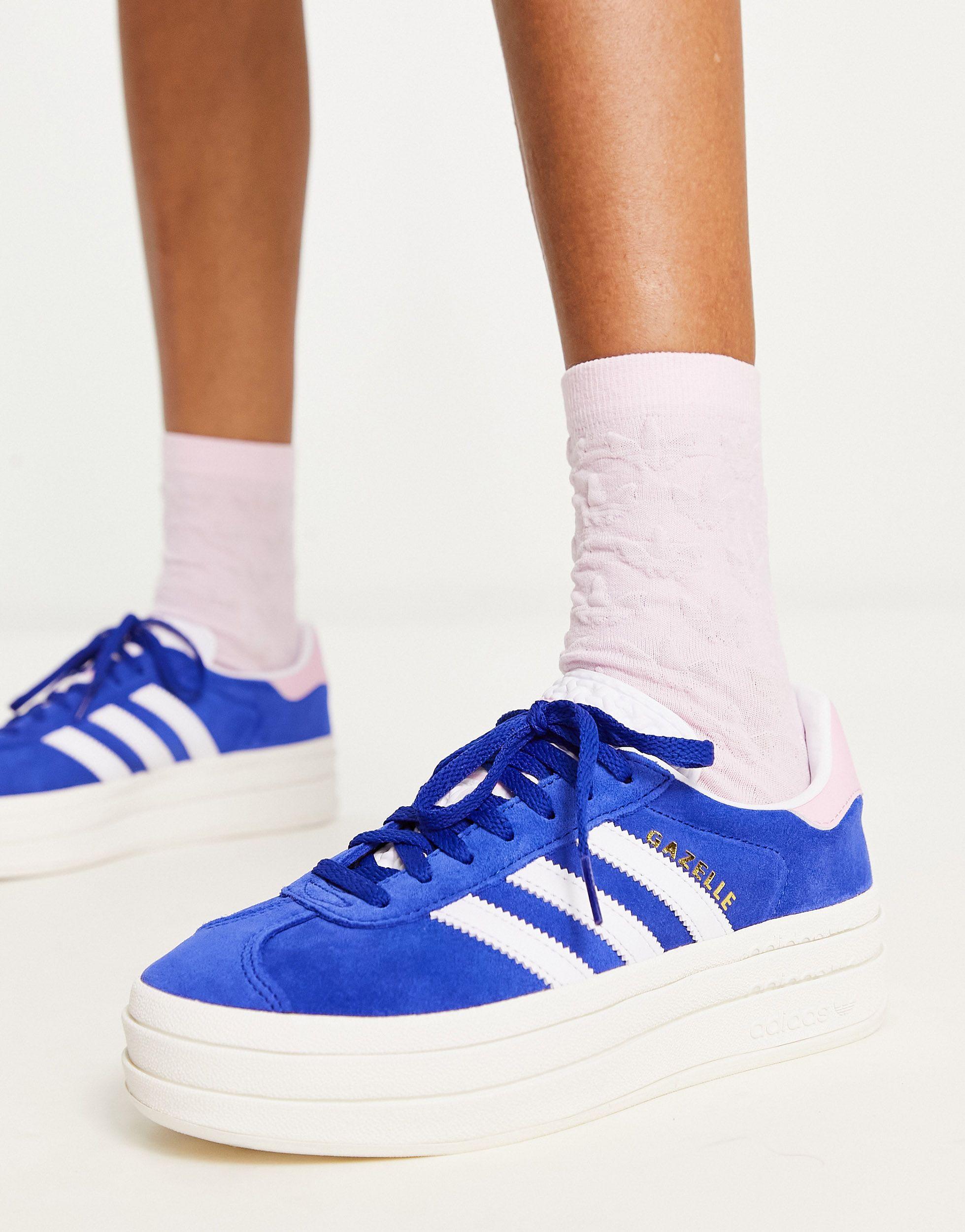 Adidas originals gazelle super trainers best sale in white and blue