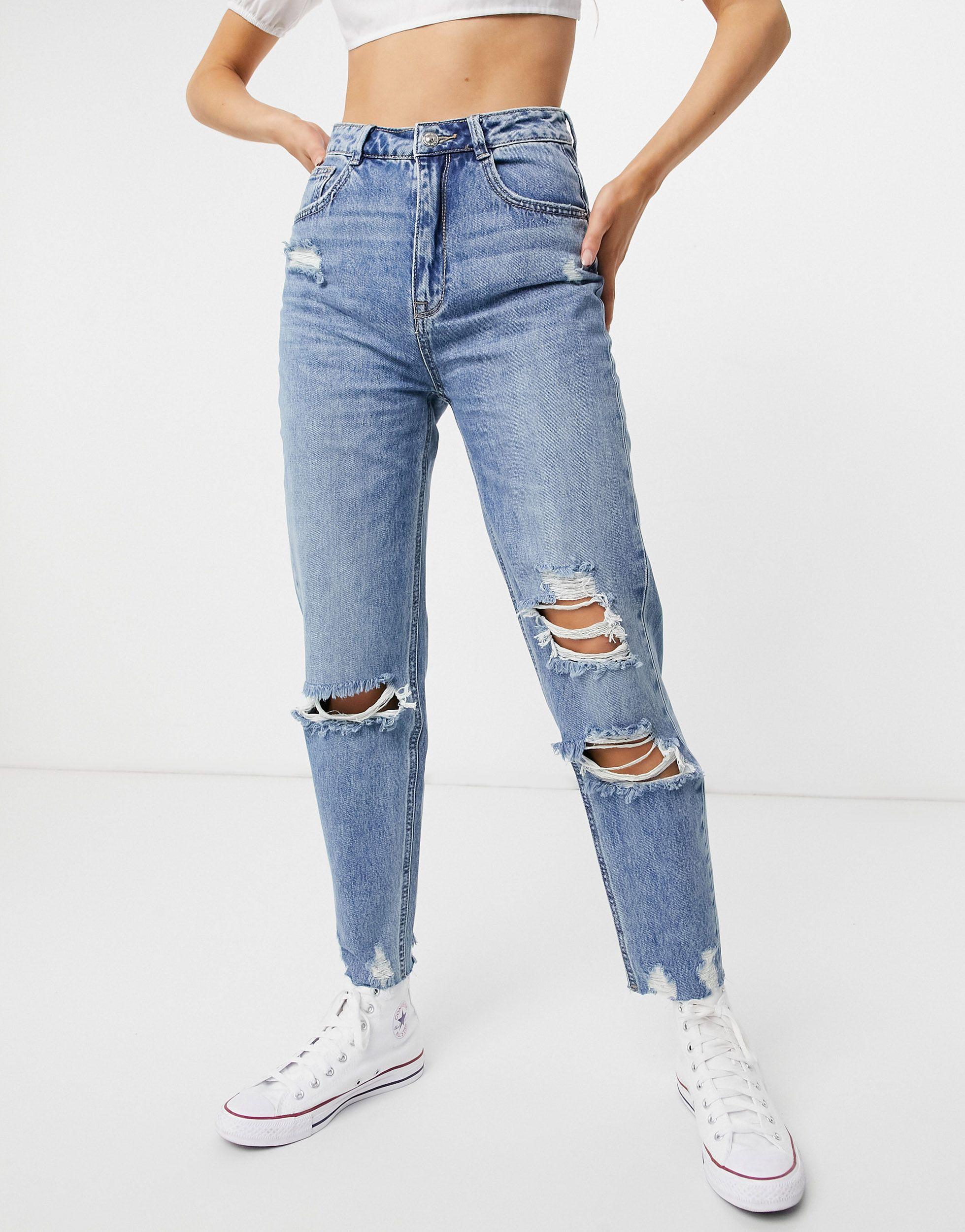 Pimkie – mom-jeans mit rissen in Blau | Lyst DE