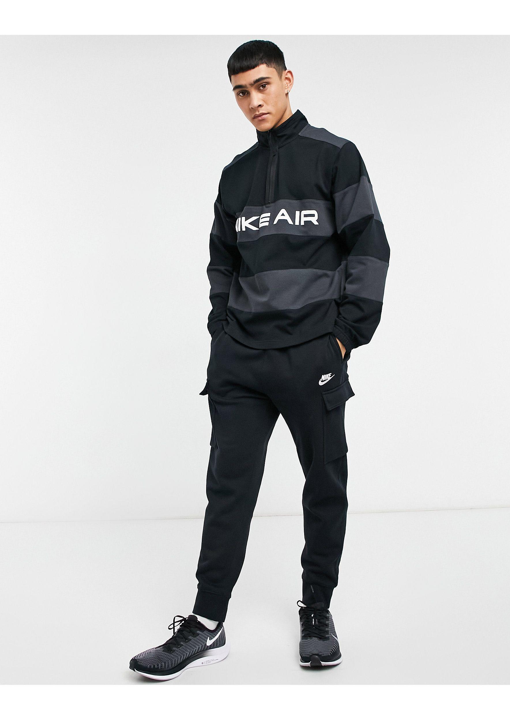 Air - Felpa nera a righe con zip corta da Uomo di Nike in Nero | Lyst
