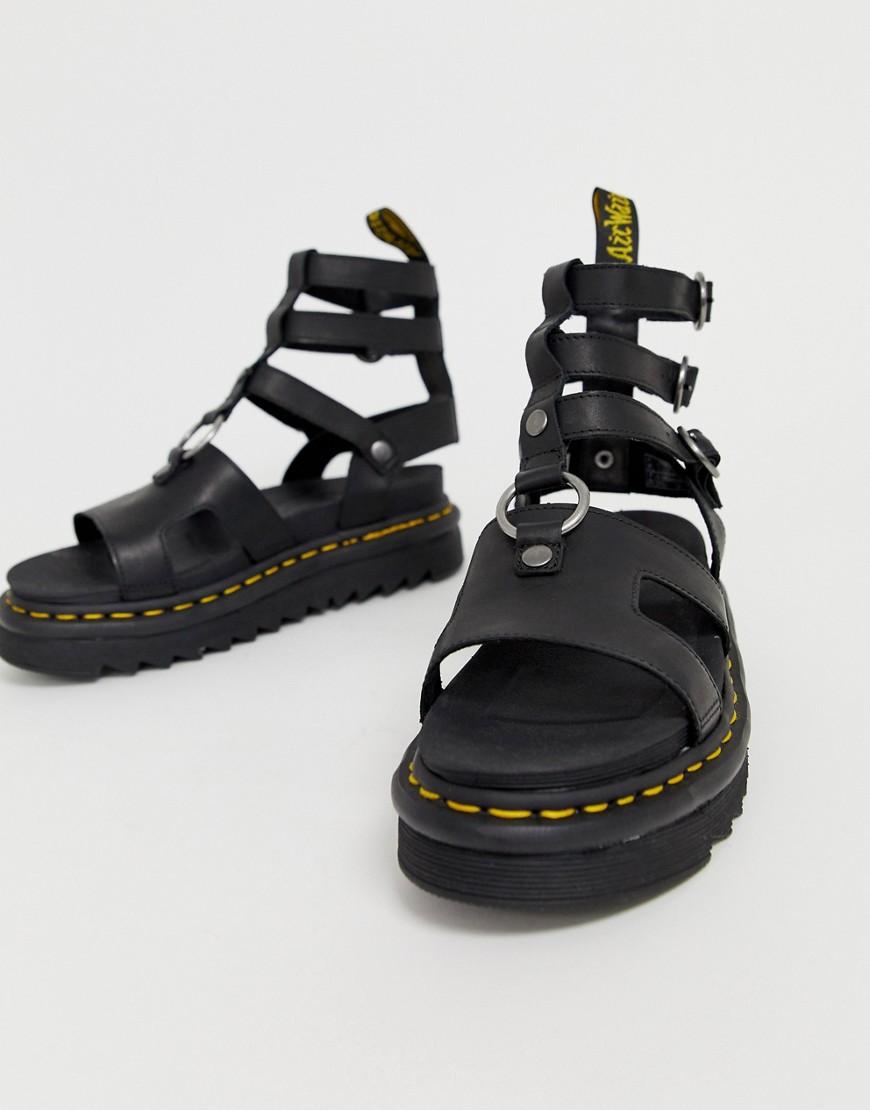 Dr. Martens Adaira Gladiator Leather Chunky Sandals in Black | Lyst