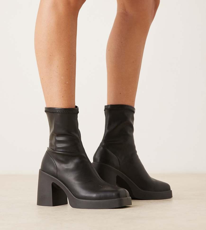 Tacón Bajo Botas Calcetin Asos Botas Negras Estilo Calcetín Con