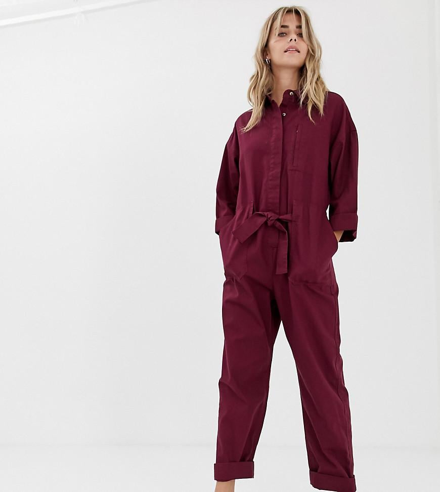 burgundy boiler suit