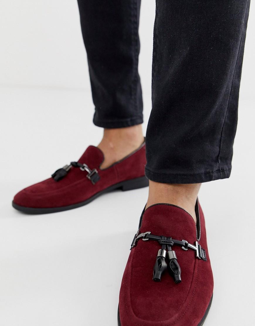 Lyst ASOS Loafers In Burgundy Faux Suede With Tassel in Red for Men