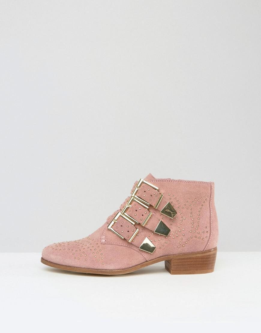blush suede ankle boots