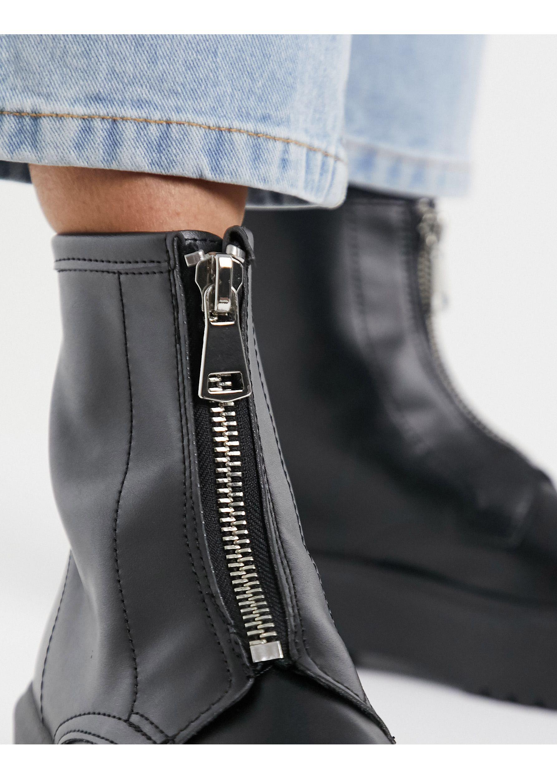 Zip Up Front Chunky Boots Sweden, SAVE 50% - aveclumiere.com