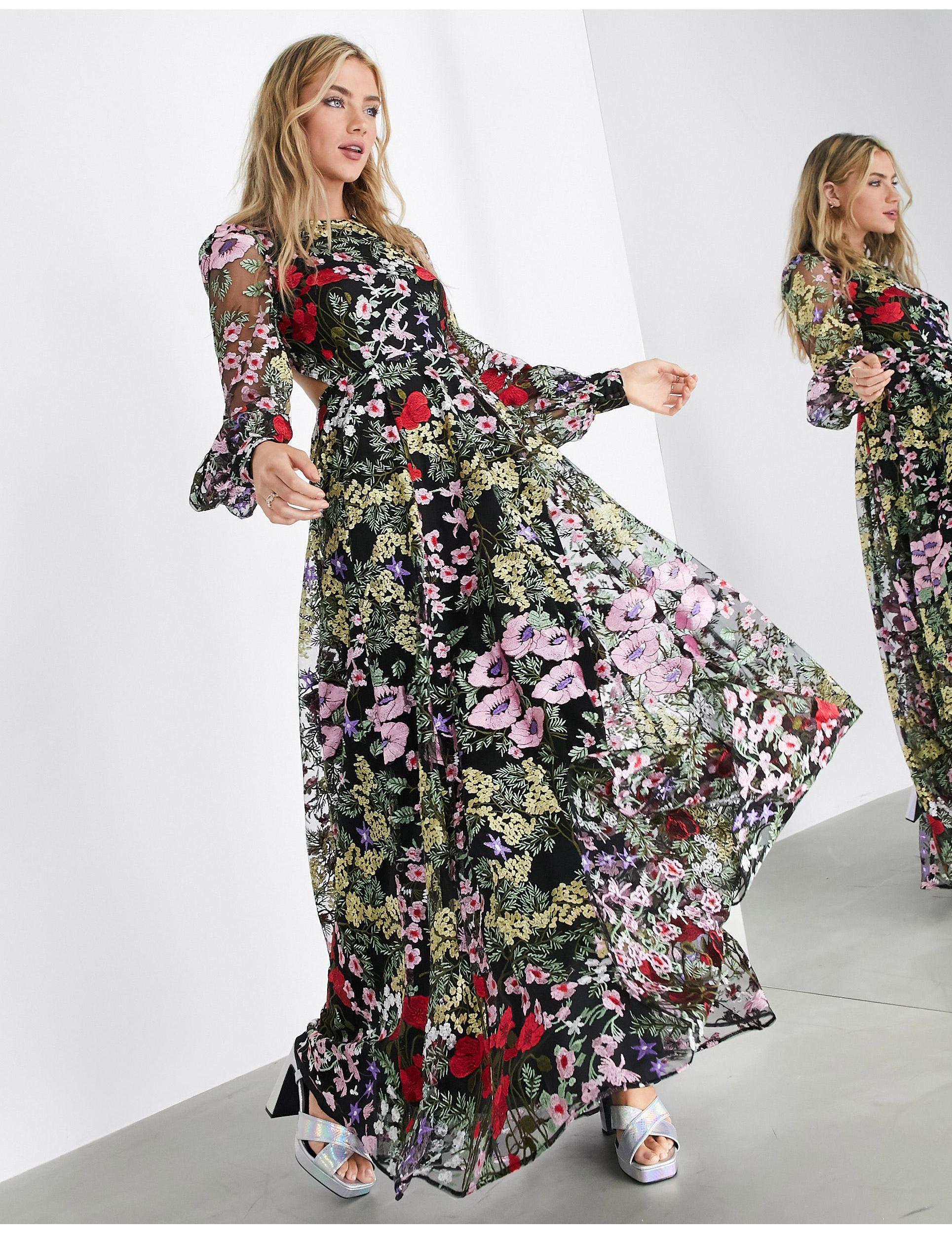 Pretty Floral Embroidered Maxi Dress ...