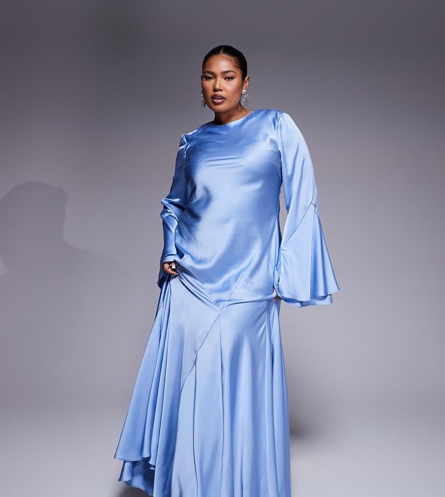 white christmas dresses & Other Stories satin long sleeve maxi dress with drape back in green – ASOS  Sample Sale main image 0