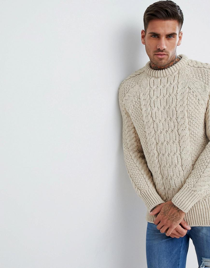 Mens Cream Cable Knit Sweater Deals, 51 