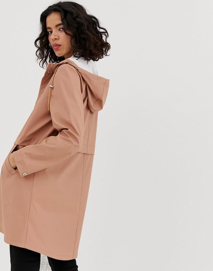Vero Moda Synthetic Hooded Rain Coat in Pink - Lyst