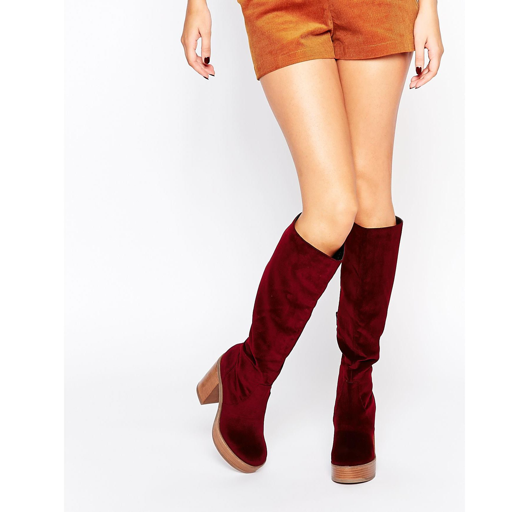 ASOS Charmed 70's Knee High Boots in Red | Lyst