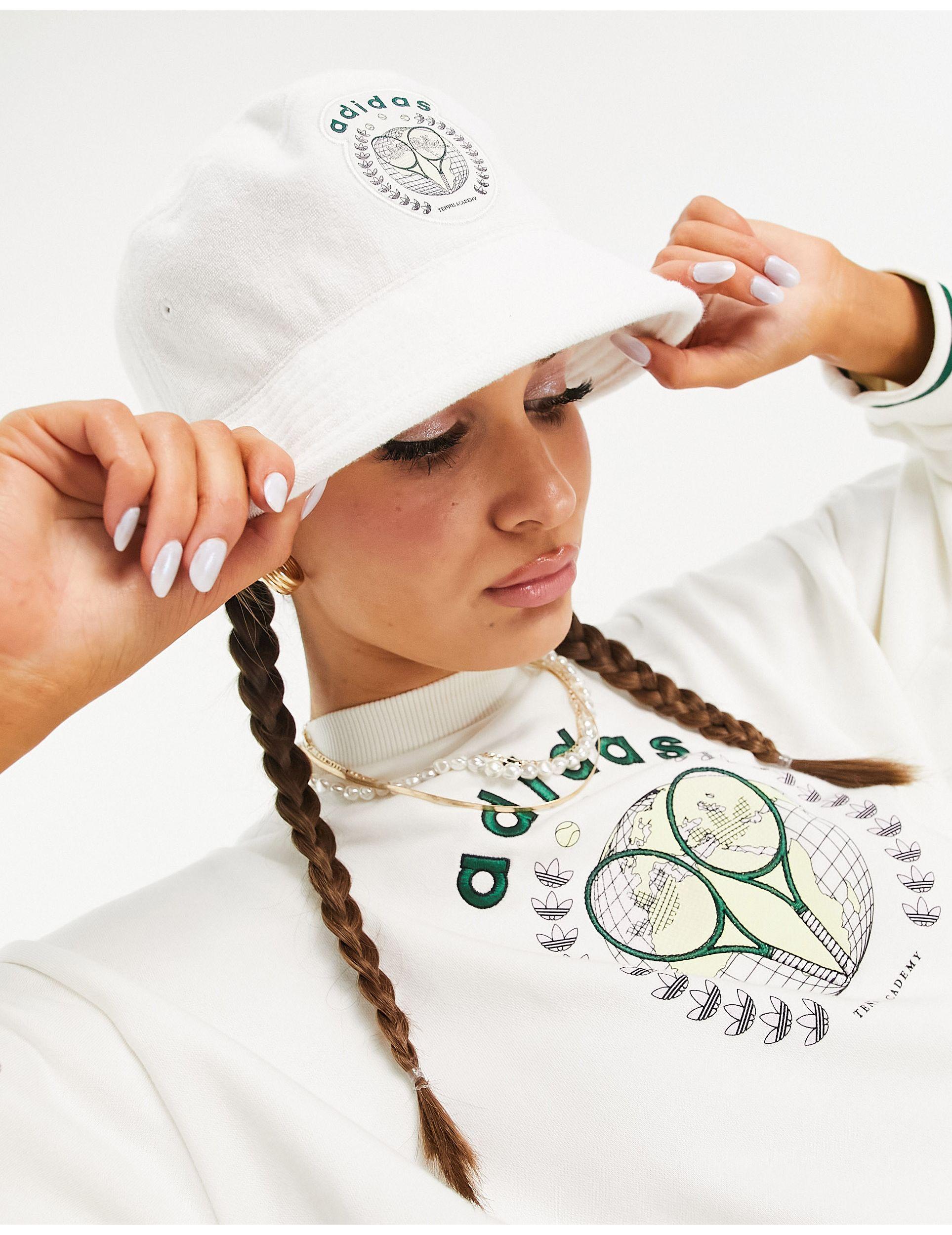 adidas Originals 'tennis Luxe' Logo Terry Towelling Bucket Hat in White |  Lyst Australia