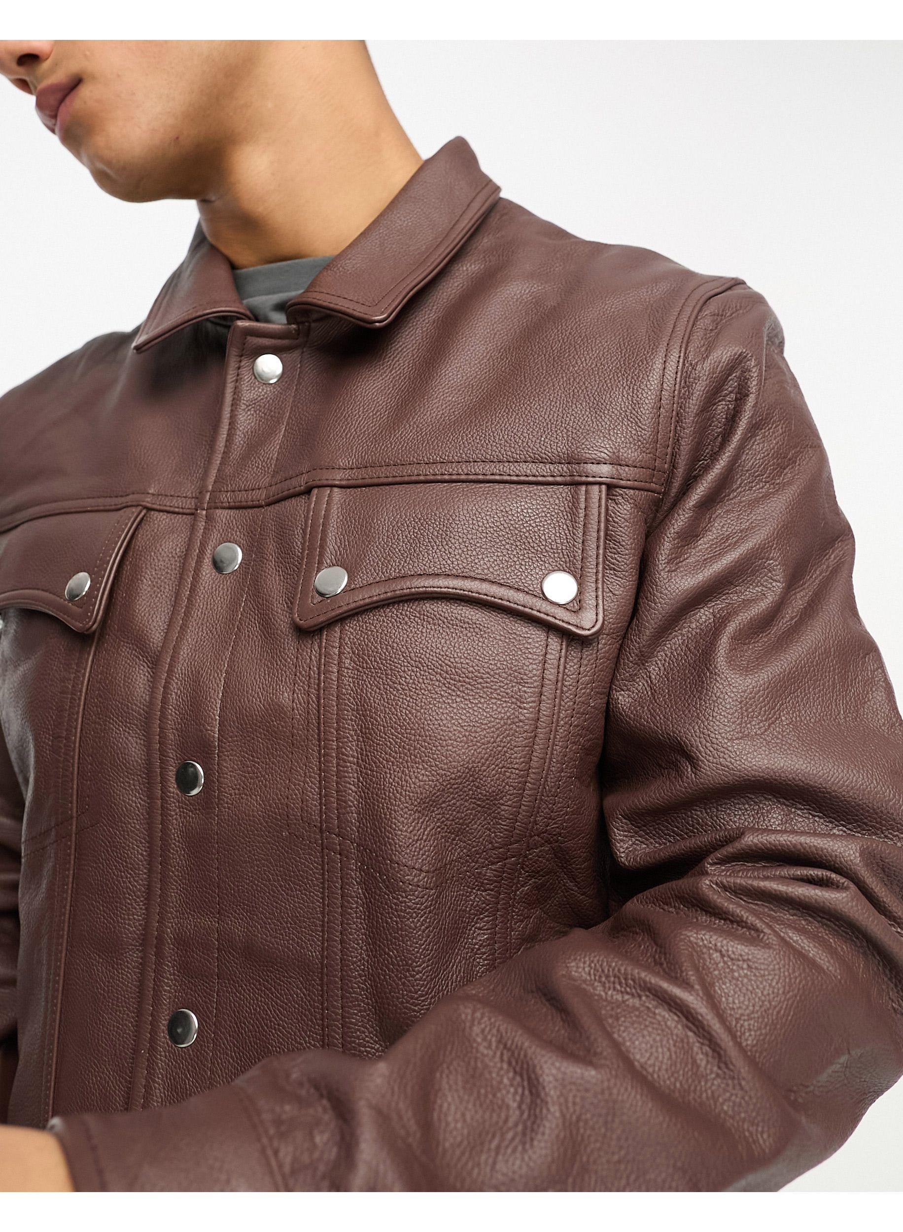 Bolongaro Trevor Western Leather Jacket With Double Pocket in Brown for Men  | Lyst