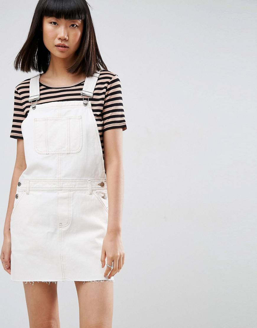 white jean overall dress