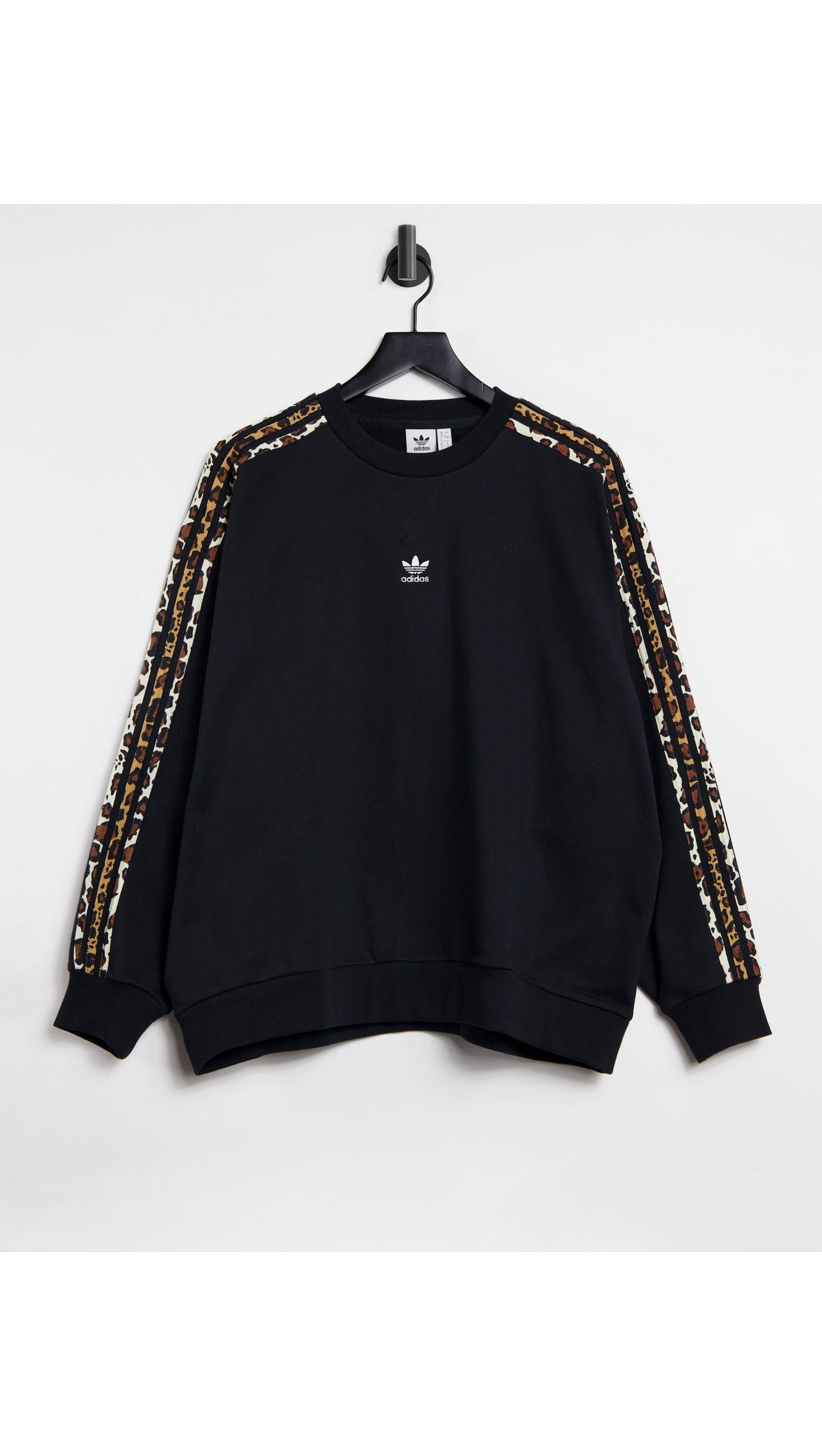 adidas Originals – leopard luxe – oversize-sweatshirt in Schwarz | Lyst DE