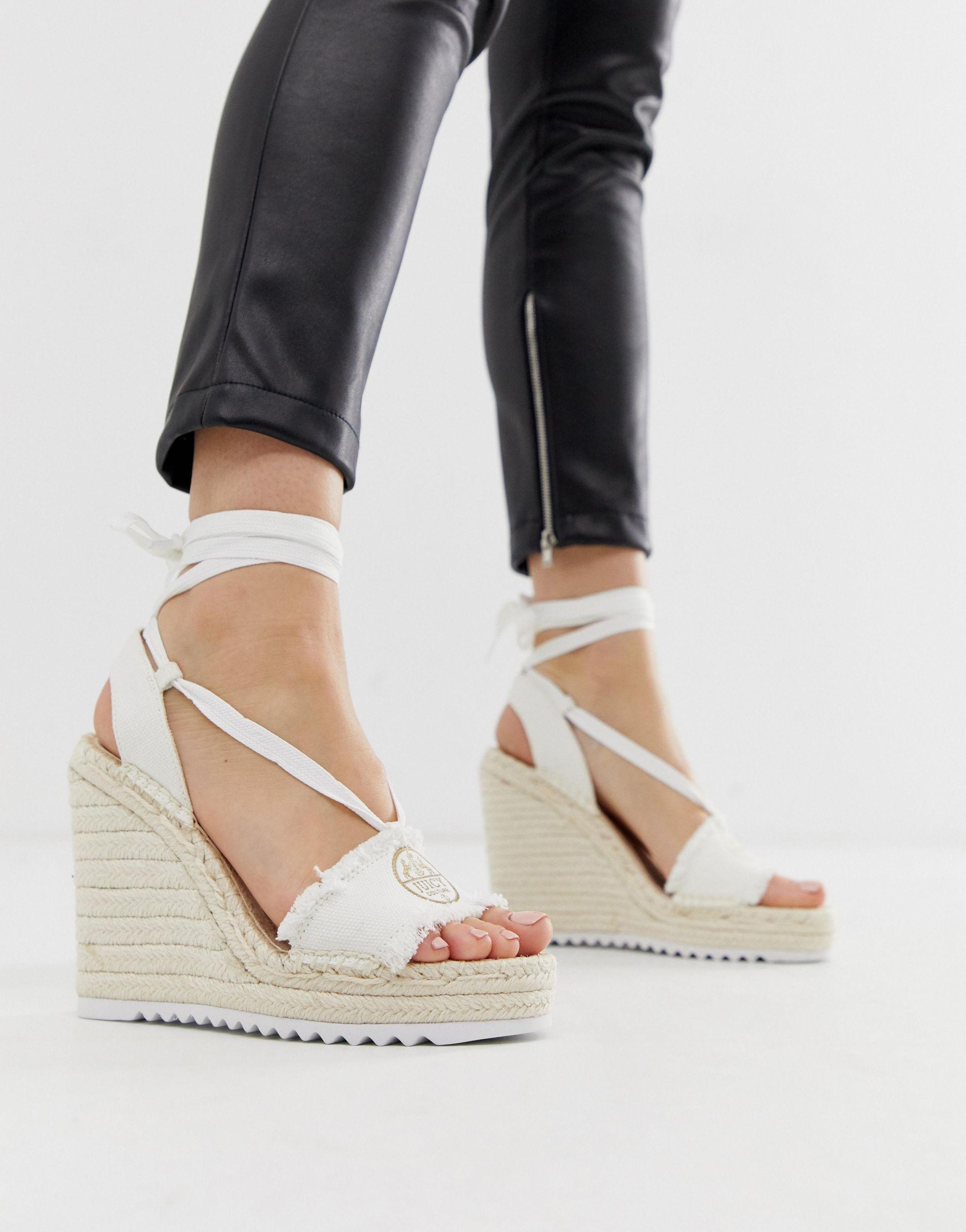 Juicy Couture Rubber Espadrilles Met Sleehak En Enkelbandje in het Wit -  Lyst
