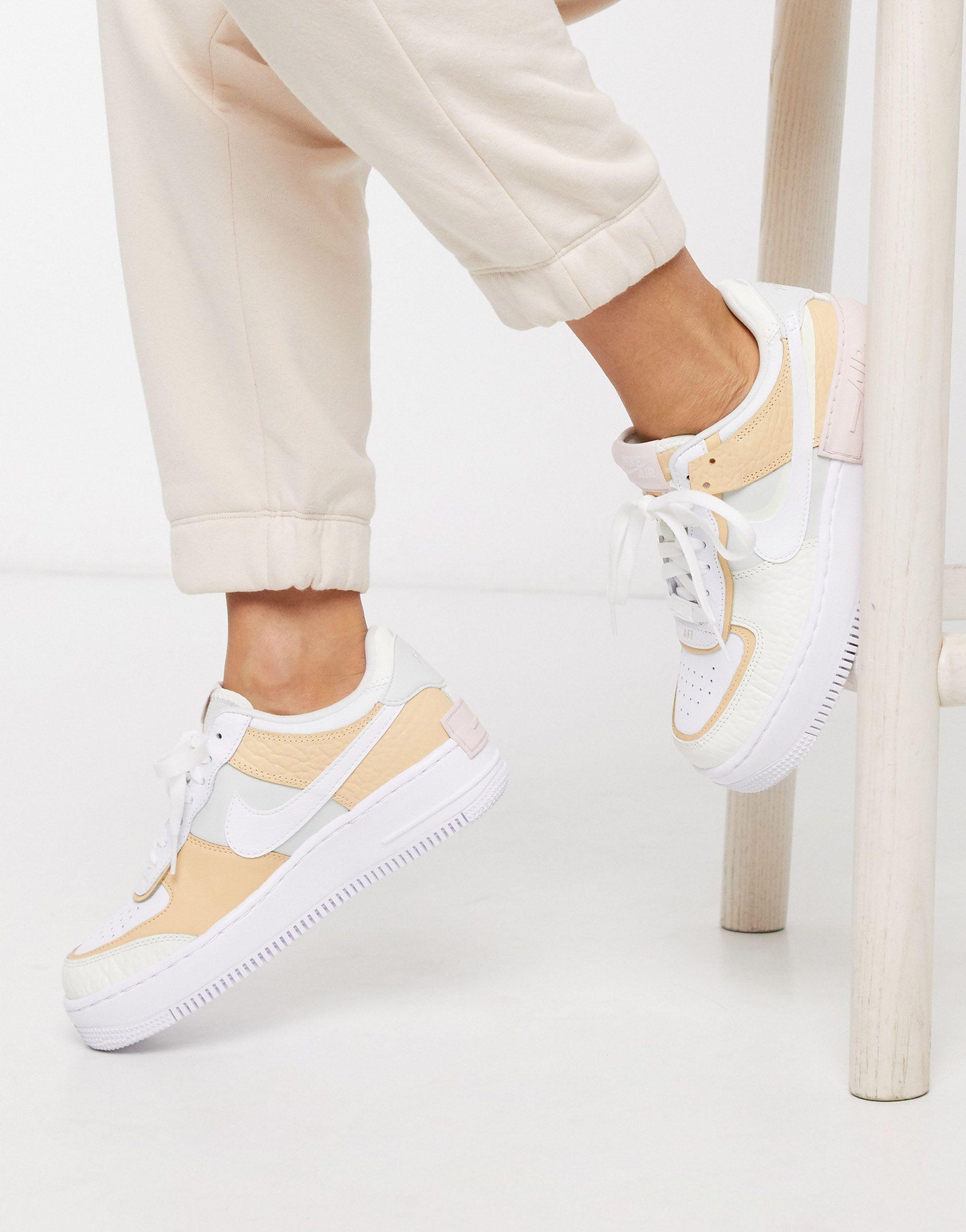 Nike Air Force 1 And Orange Sneakers in Natural | Lyst