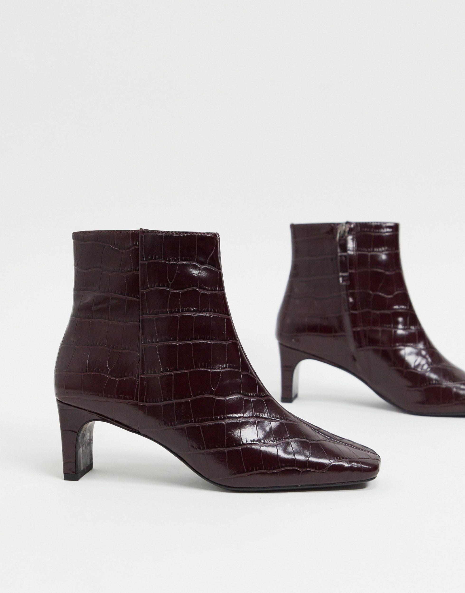 mango croc effect ankle boots