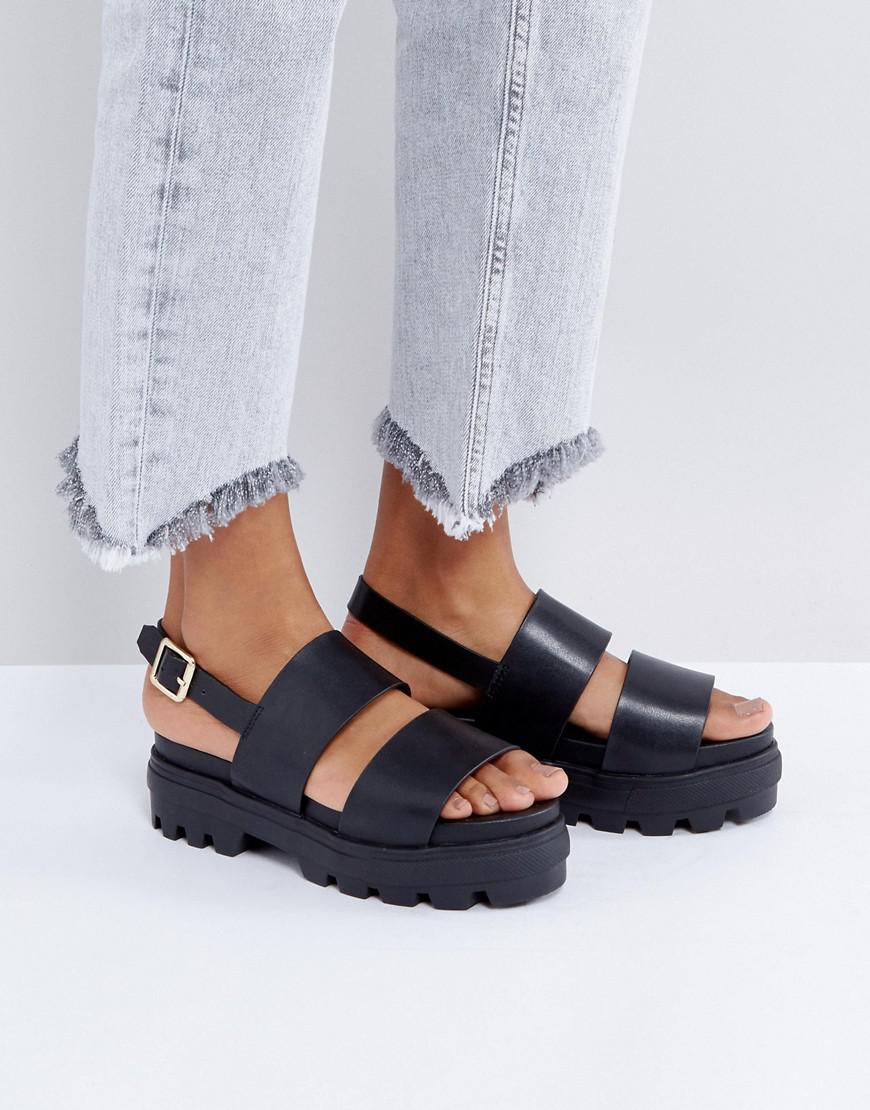 ASOS Flaunt Chunky Flat Sandals in Black - Lyst