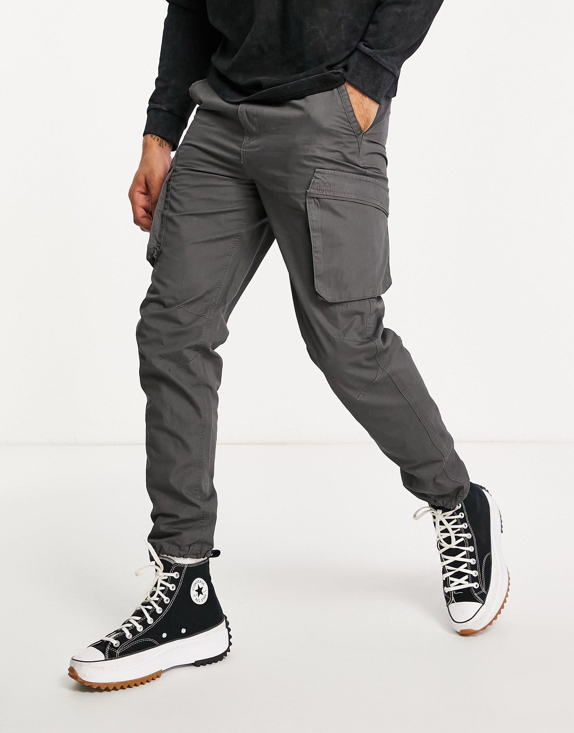 River Island Tapered Cargo Trousers in Grey for Men | Lyst Canada