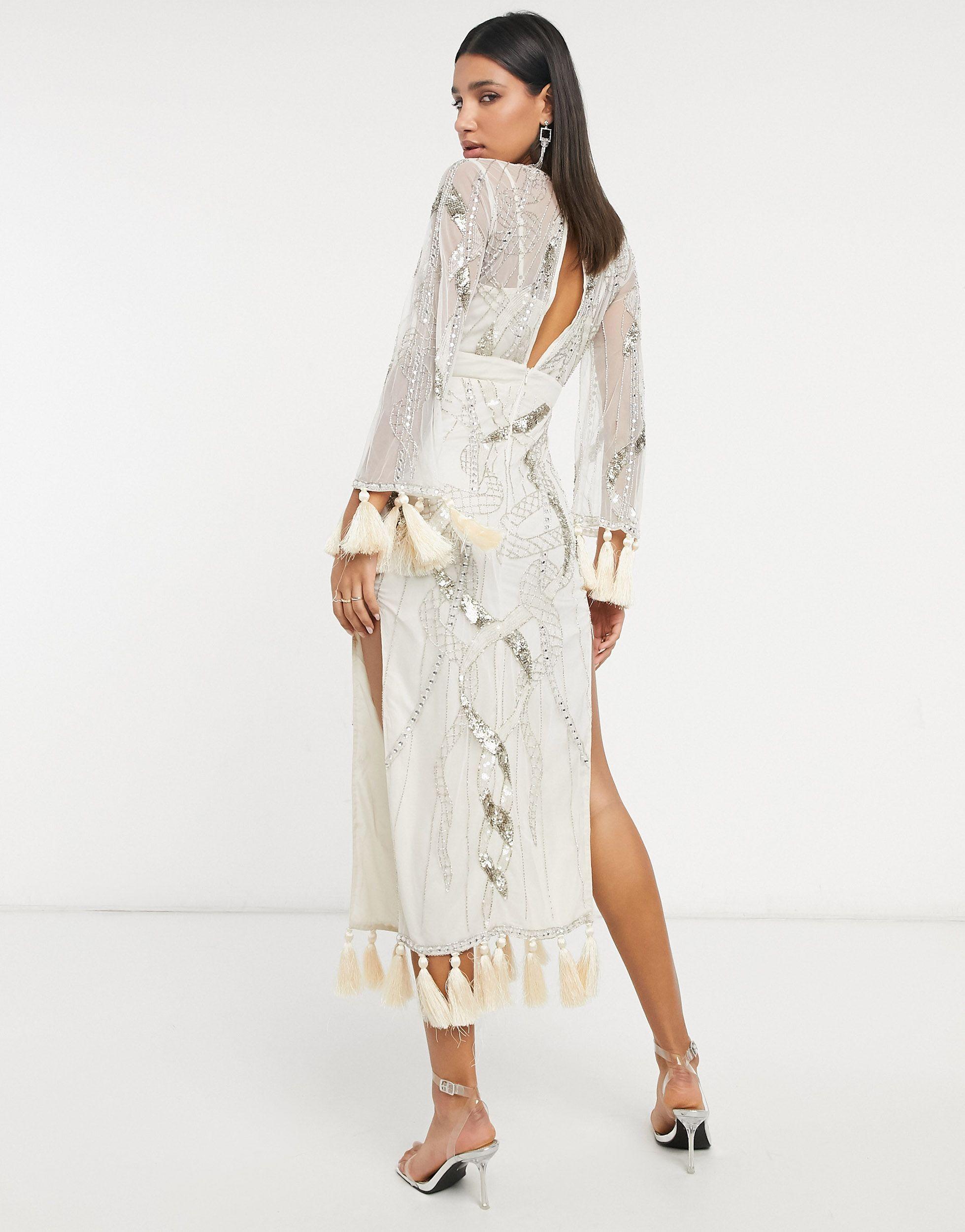 asos embellished maxi dress with cut out