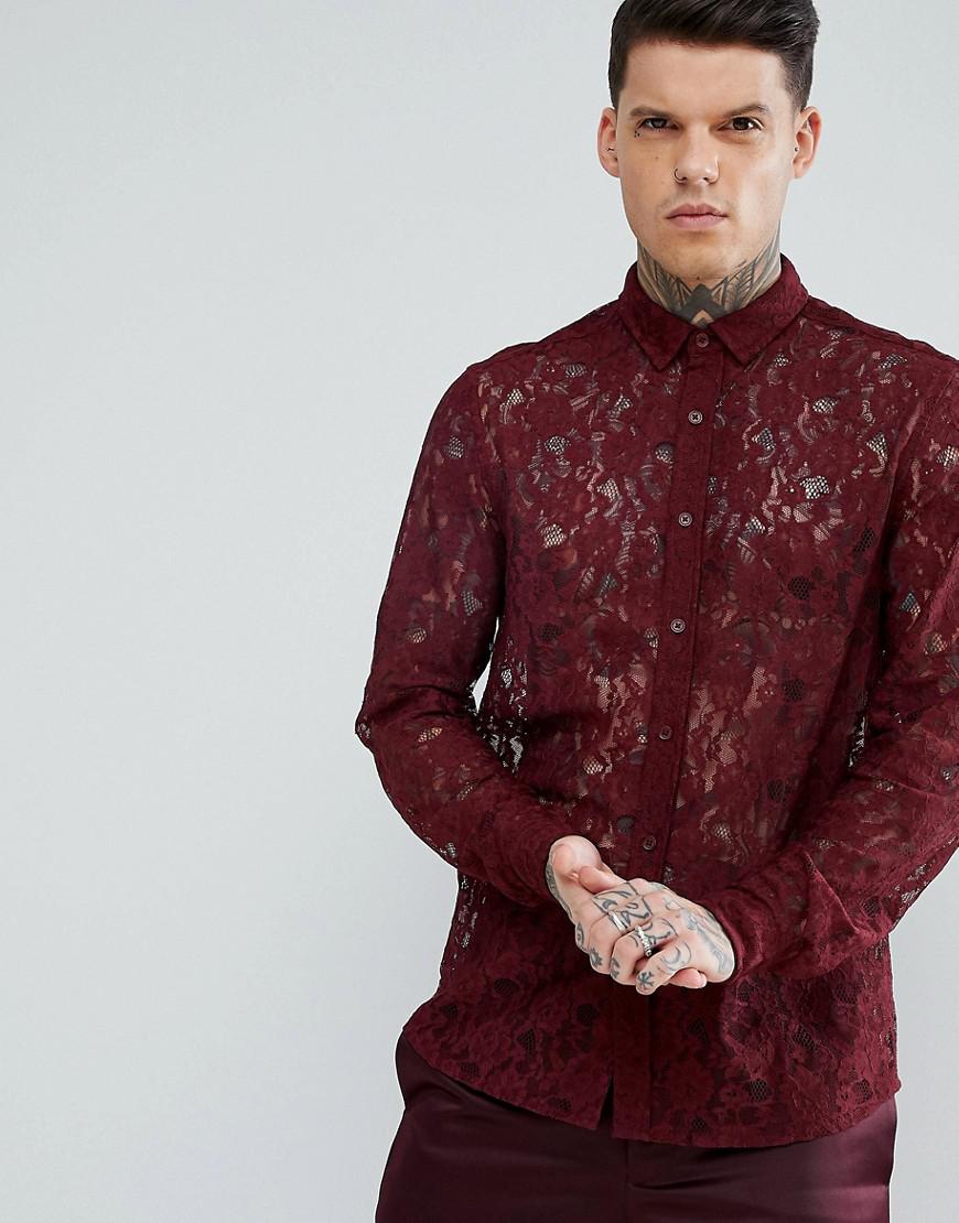 ASOS Design Regular Fit Lace Shirt In 