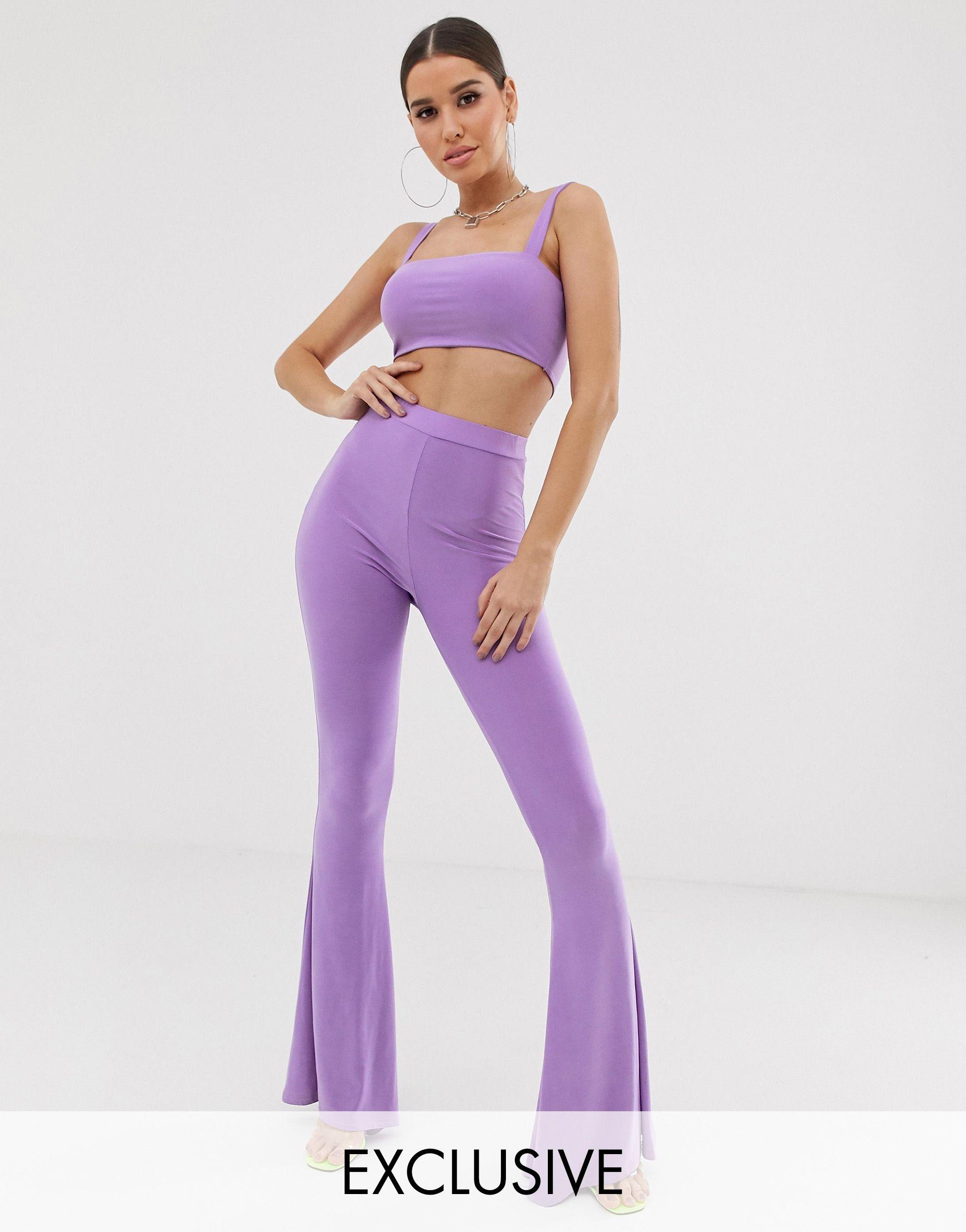 Fashionkilla Flared Trouser in Purple | Lyst