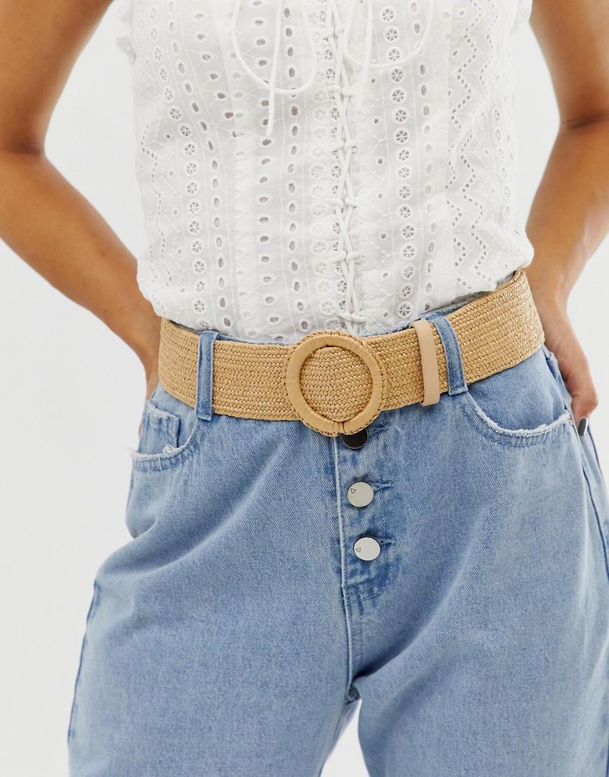 New Look Straw Stretch Waist Belt In 