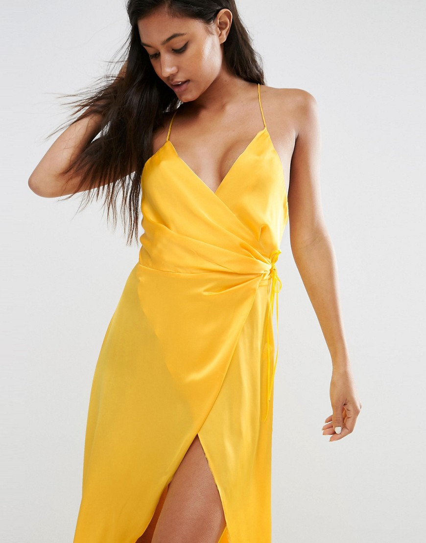 asos yellow silk dress