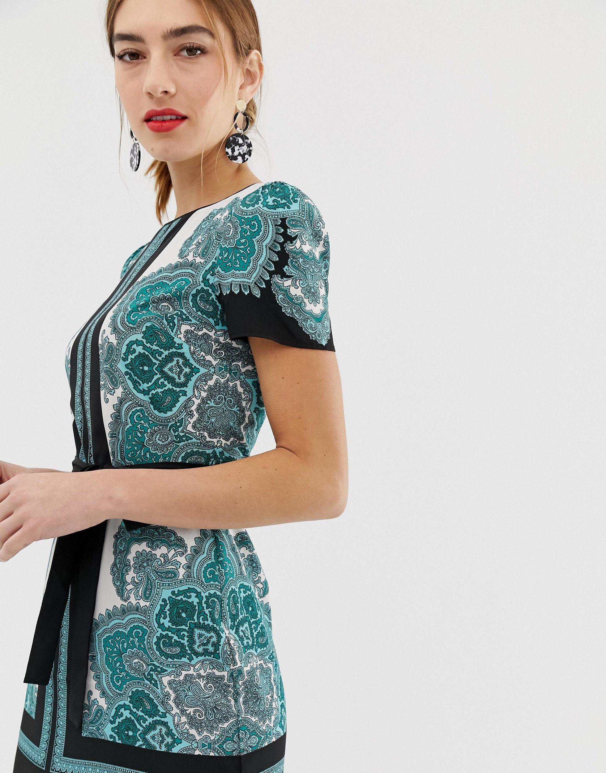 Oasis Synthetic Shift Dress In Paisley Print in Green | Lyst