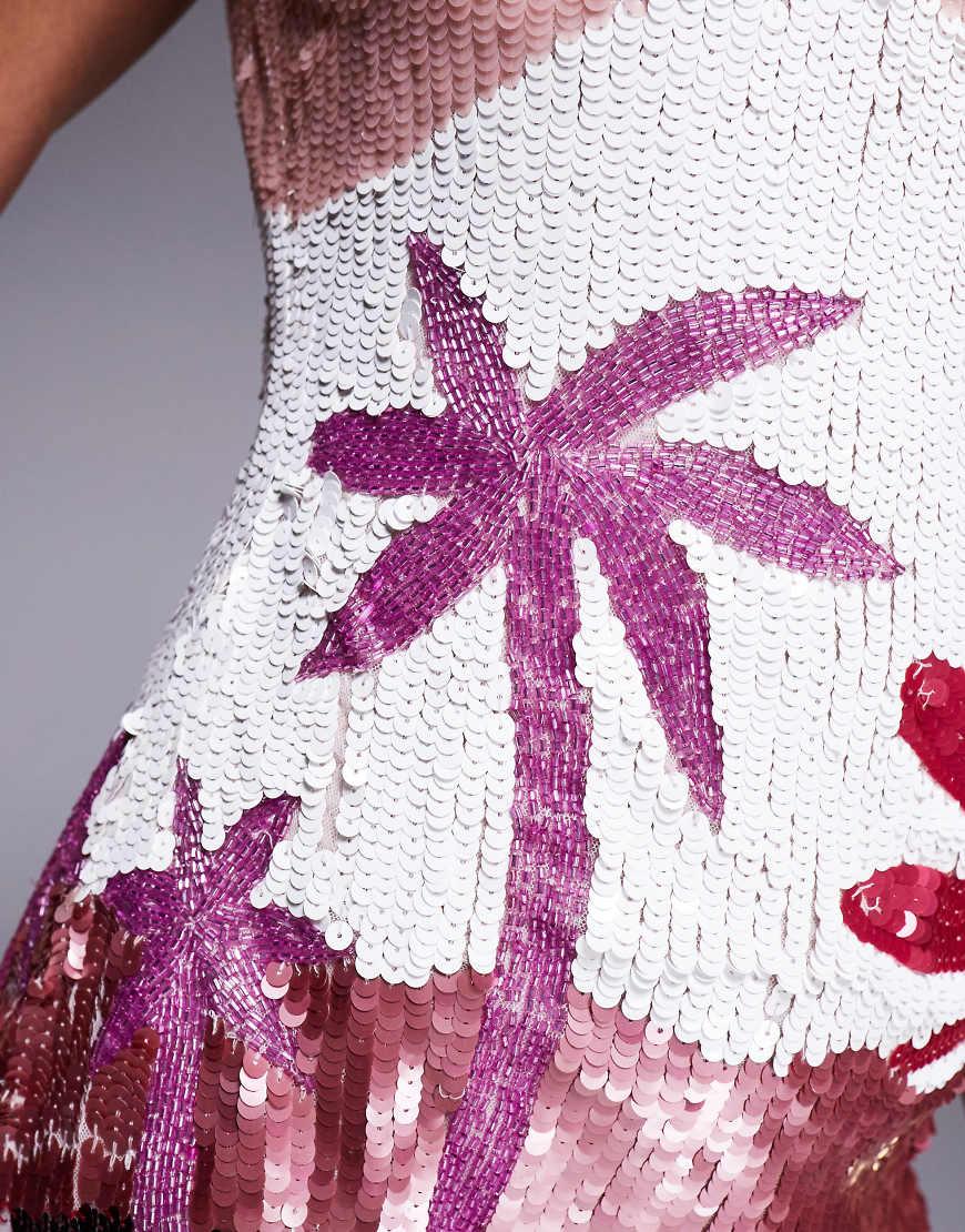 river island sequin dress pink River Island Sequin Embellished Mini Dress in Pink